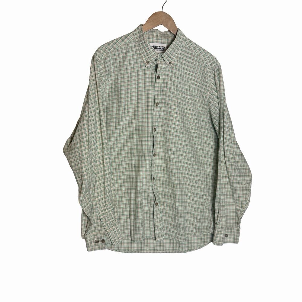Mountain Khakis Large Green Plaid Long Sleeve Button Down Shirt Mens Lightweight